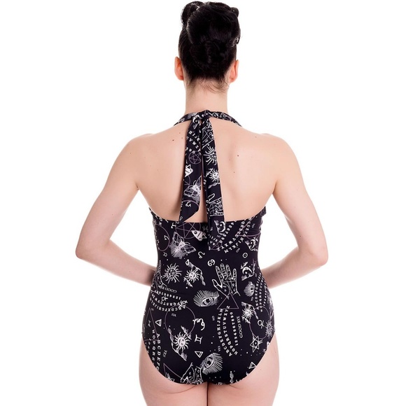 Retro Occult Ouija Board Swimsuit One Piece Goth - Picture 2 of 4